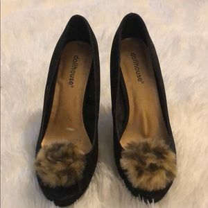 Black Cheetah Puff Dollhouse Heels